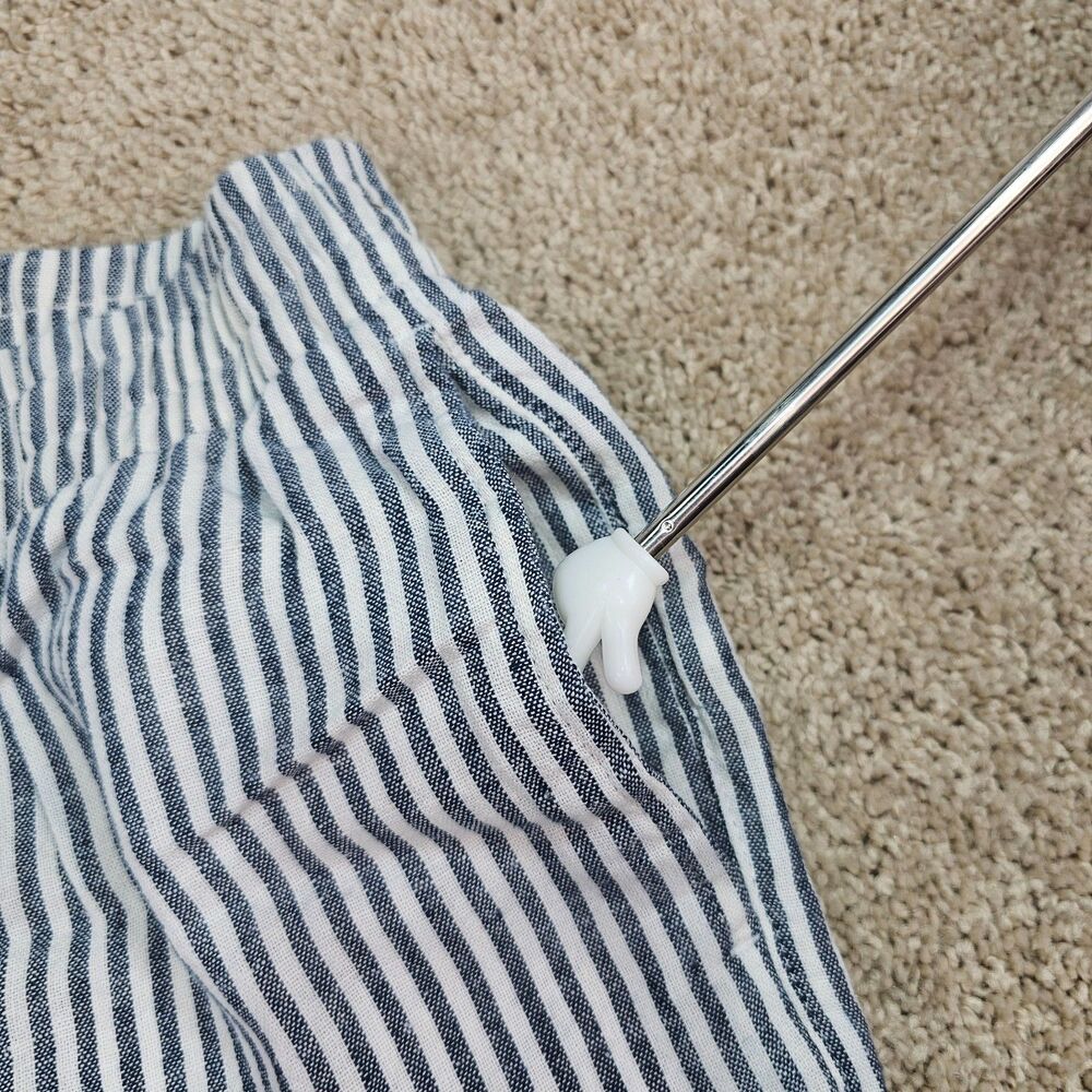 Old Navy High Rise Wide Leg Linen Blend Pants S Blue White Stripe Coastal - Picture 5 of 14